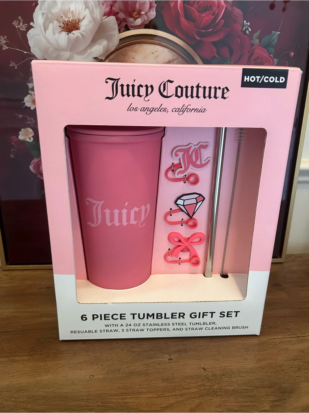 Juicy Couture Hot/Cold Tumbler Gift Set with Straw Toppers
